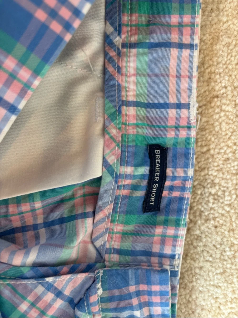 Vineyard Vines Breaker Short Plaid Flat-Front Shorts in Blue, Green, Pink& White